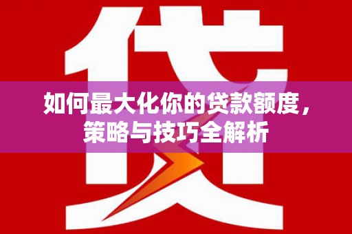天心如何最大化你的贷款额度，策略与技巧全解析